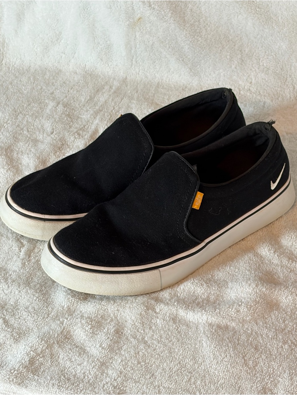 Nike Black Slip-On Canvas Loafers with White Sole